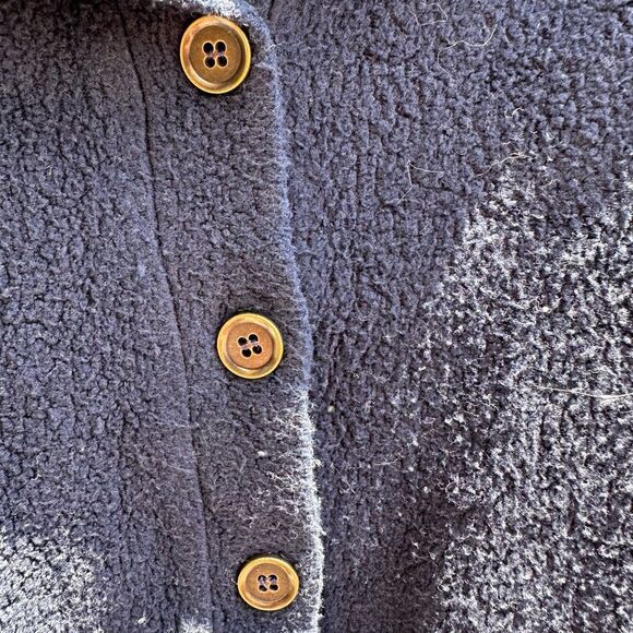 Project Social T Women Fleece Button Front Crop Collared Sweater Blue Small NEW - Picture 3 of 6